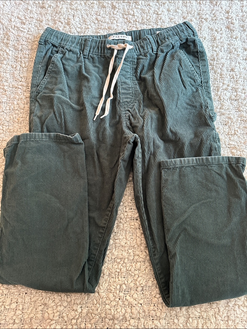 PacSun Men's Olive Corduroy Drawstring Carpenter Pants